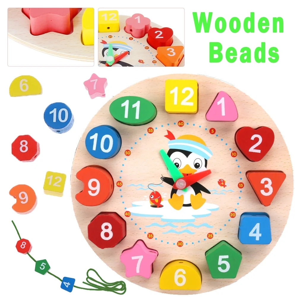 Wooden Shape Sorting Clock Educational Toy O829