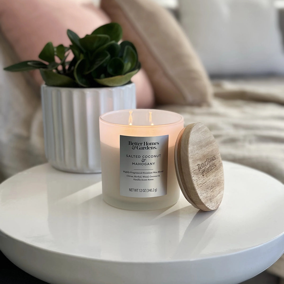 12oz Salted Coconut & Mahogany Scented 2-Wick Jar Candle R5875