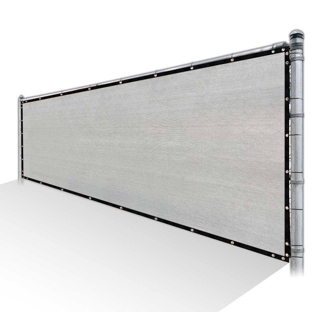 Grey Privacy Fence Screen HDPE Mesh Cover with Reinforced Grommets T276