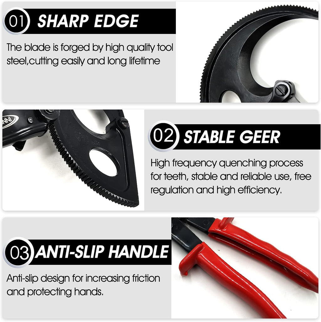 Aluminum Copper Ratchet Cable Cutters, Wire Cutters (400mm2) Pack of 2 J368
