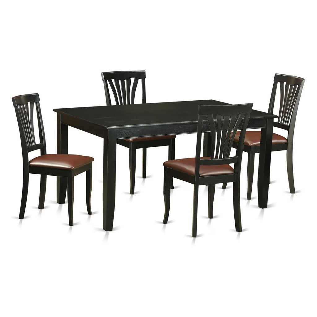 5 Piece Rectangular Dining Table Set with Faux Leather Chairs V392380