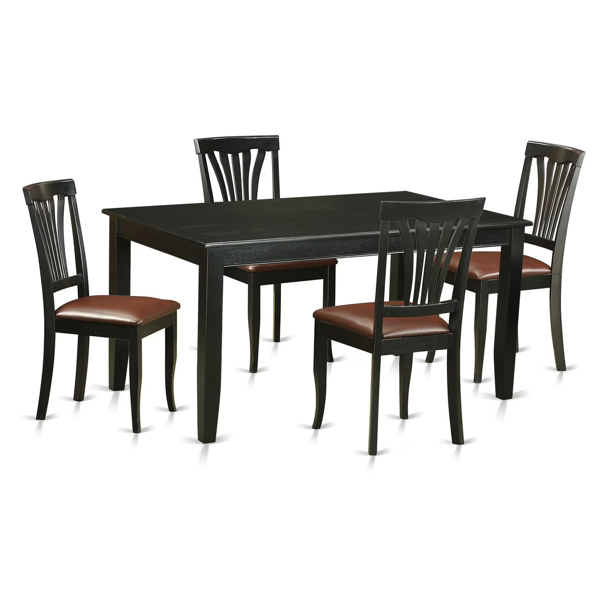 5 Piece Rectangular Dining Table Set with Faux Leather Chairs V392380