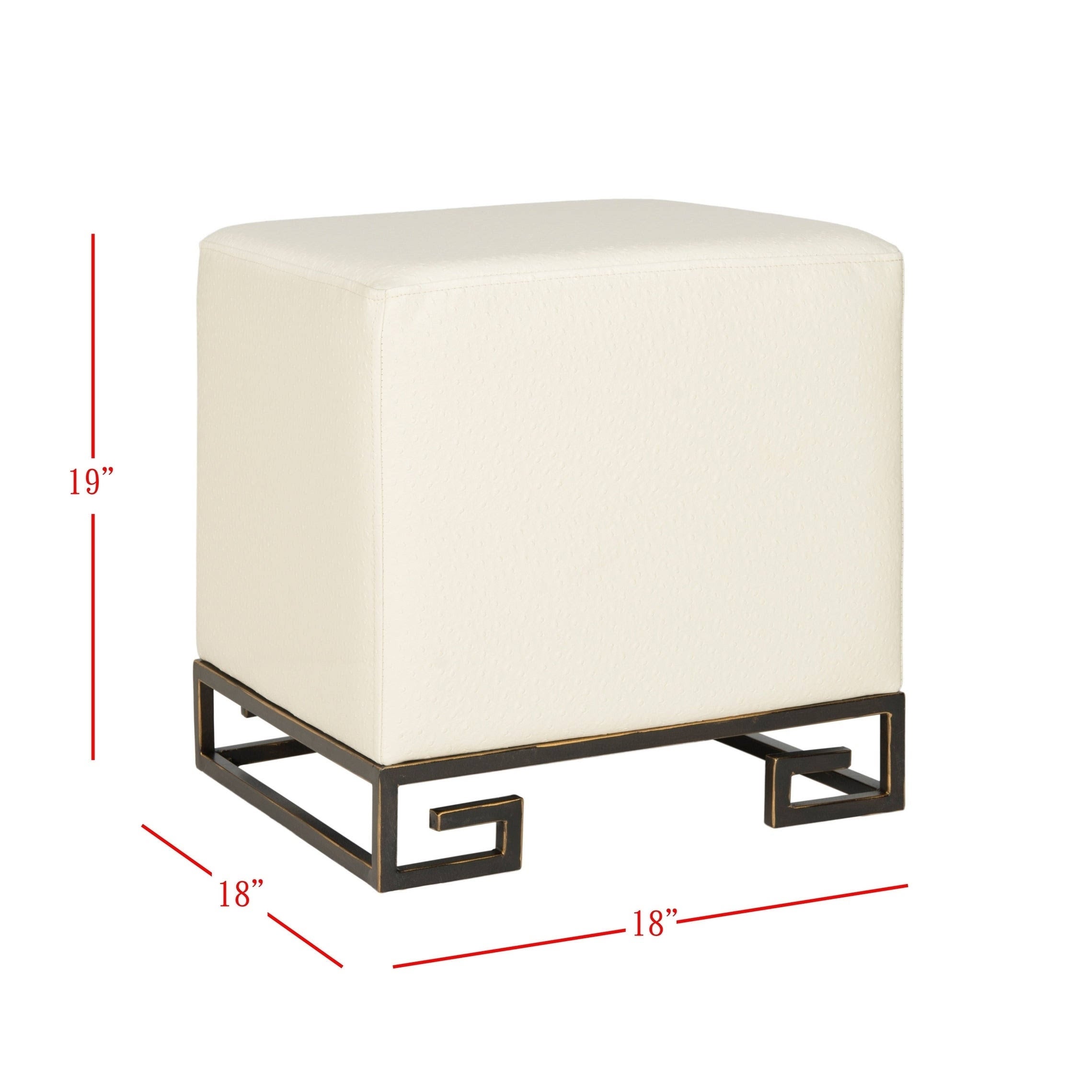 Cream Gold Faux Ostrich Ottoman Y983