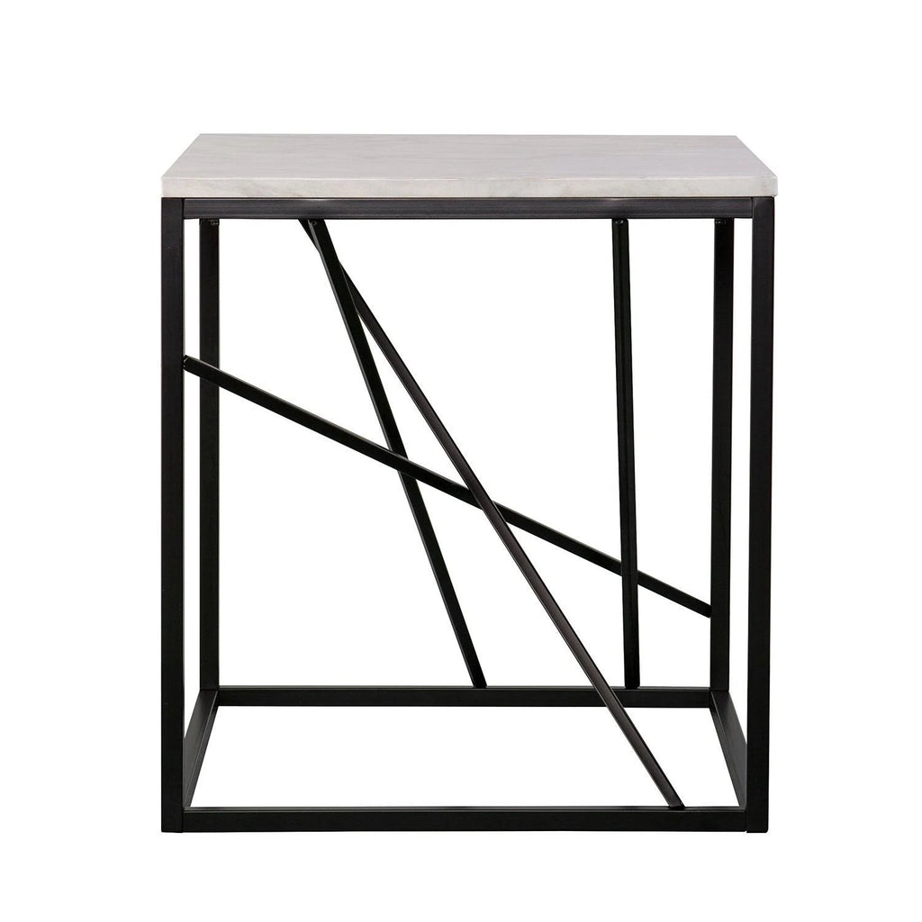 White Faux Marble End Table J86336