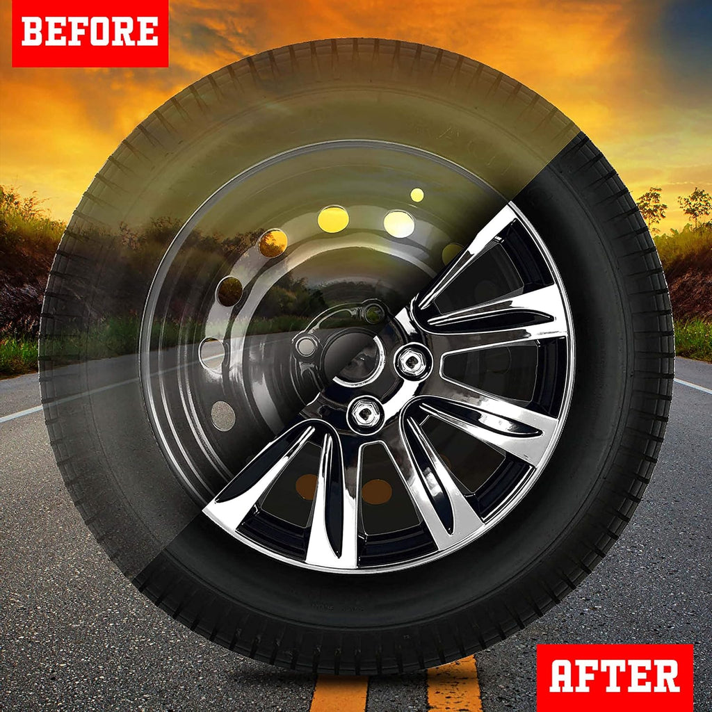 Chrome and Black 15-Inch Set of 4 Car Wheel Hubcaps B589
