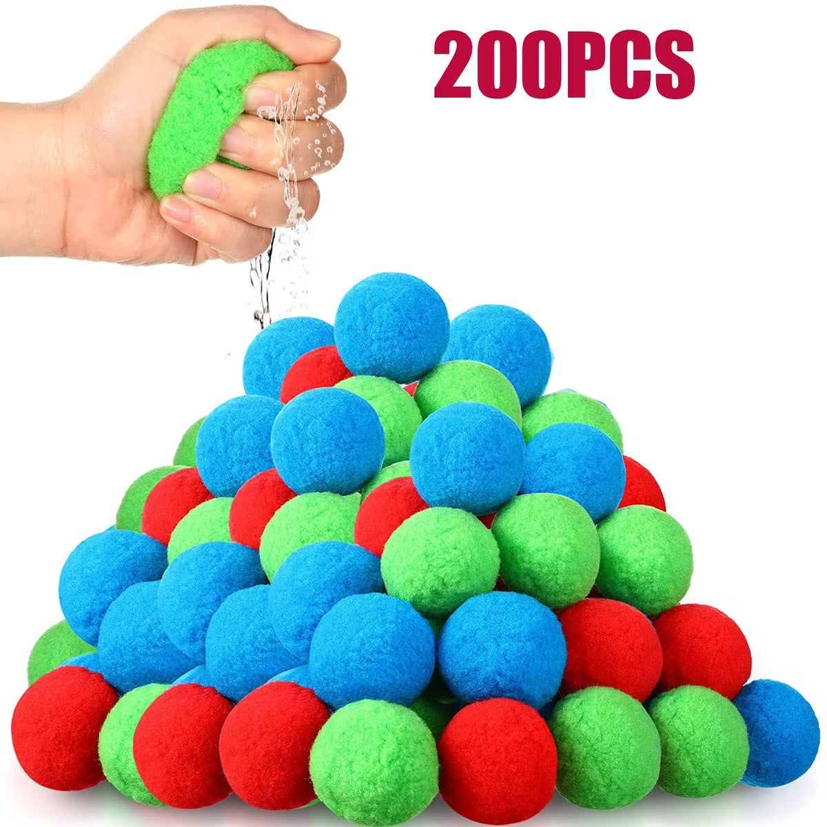200 Reusable Fabric Water Balloons for Outdoor Games F36541