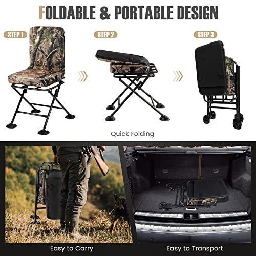 360 Degree Swivel Camouflage Folding Hunting Chair with Padded Cushion T94396