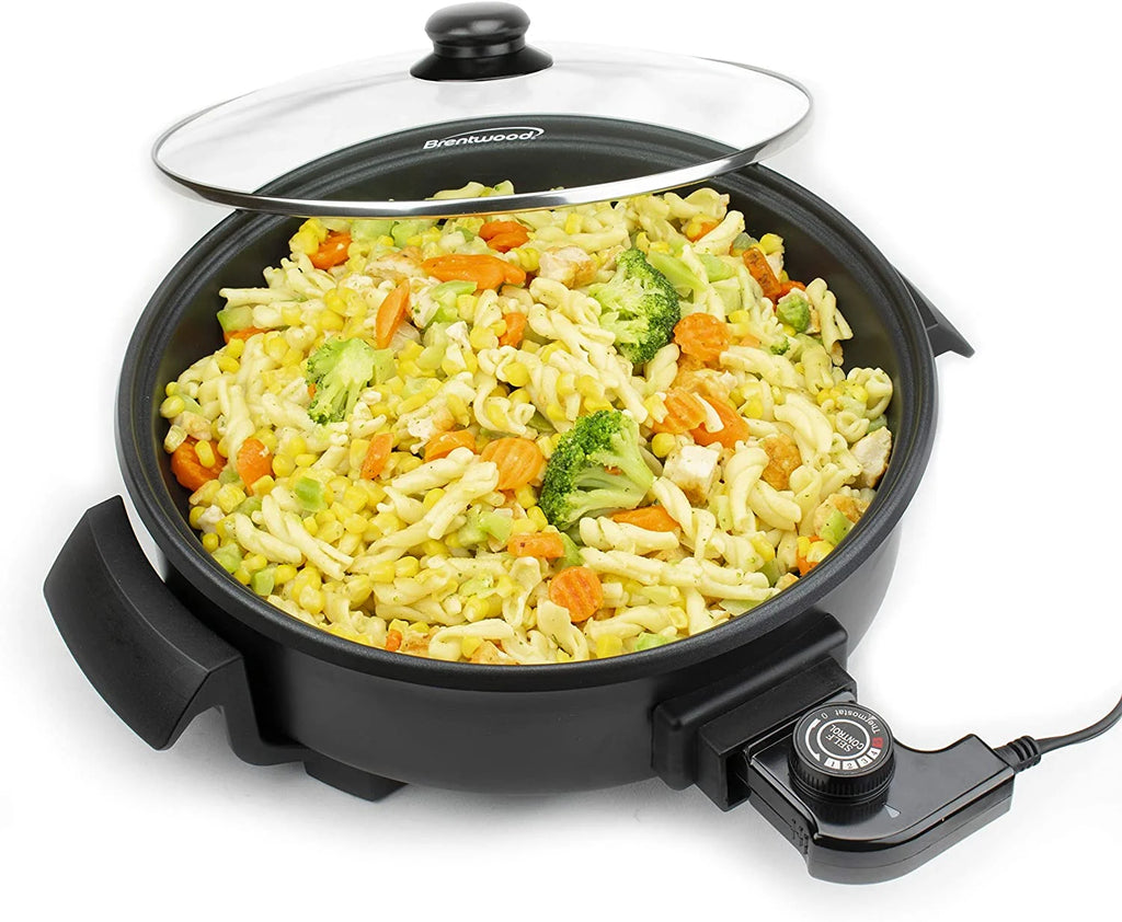 12-Inch Round Nonstick Electric Skillet With Vented Glass Lid, Black R433
