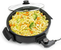 12-Inch Round Nonstick Electric Skillet With Vented Glass Lid, Black R433