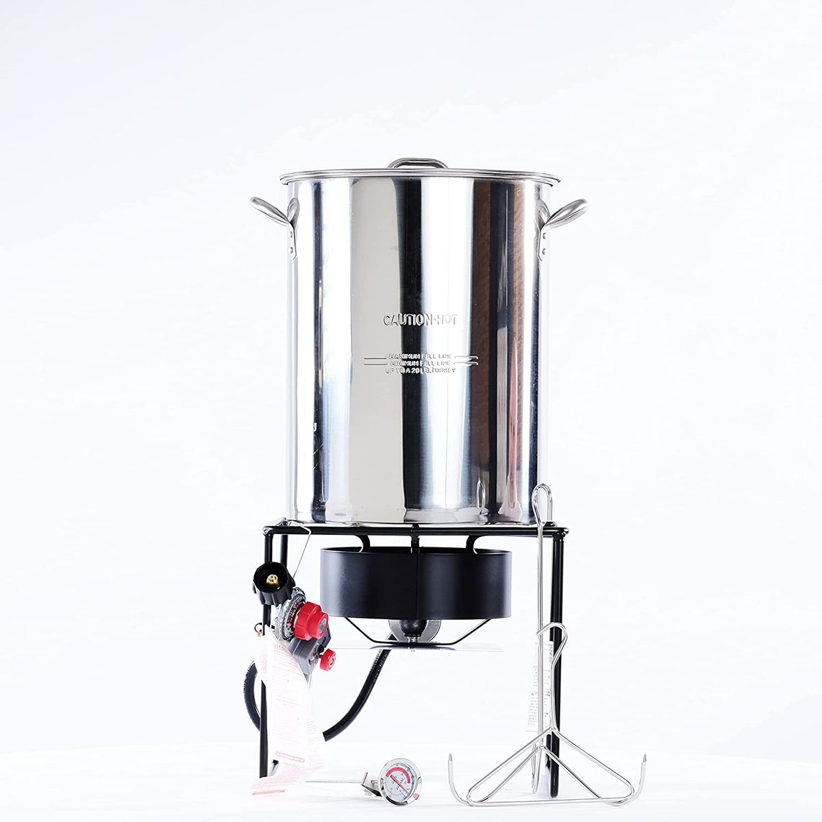 12 in. Welded Square Turkey Fryer Package with Stainless Steel Pot A151390