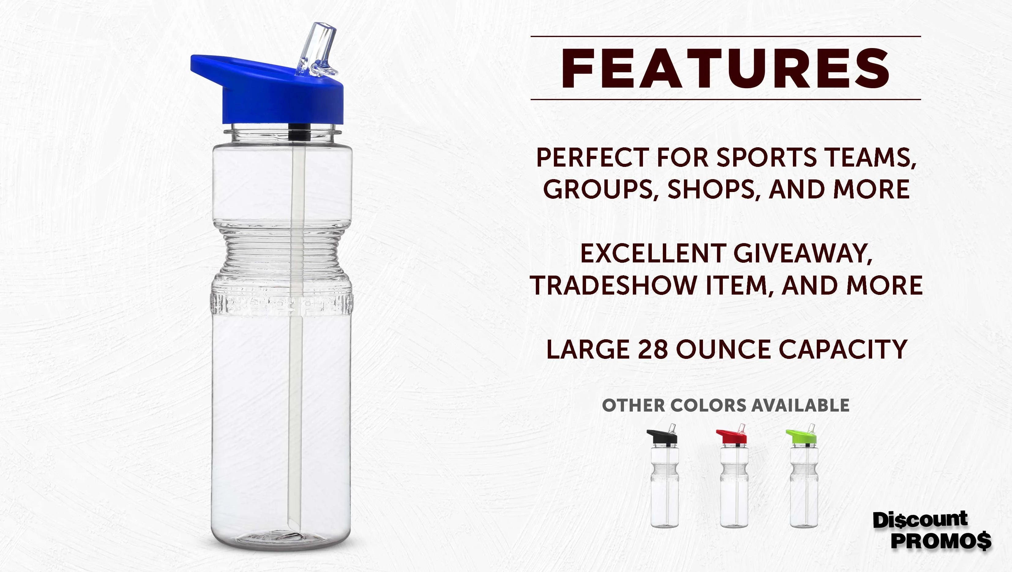 28 oz Sports Bottles with Straw Set of 10 Blue X2205