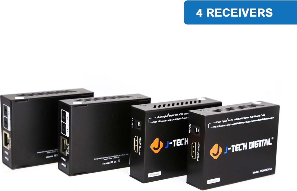 1X4 HDMI Extender Amplifier Splitter Over Ethernet Cable with Bi-Direction IR and EDID Functions B640951
