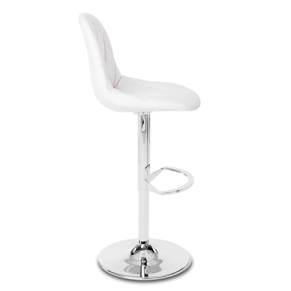 White Adjustable Height Swivel Armless Bar Stool W373597
