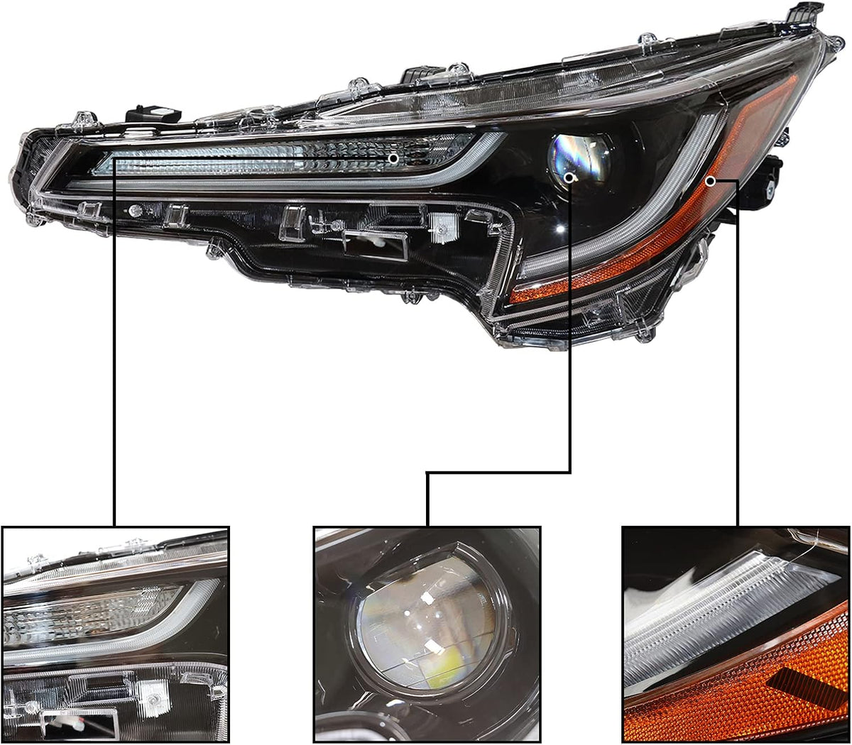 Driver Side Headlight Assembly for 2020-2021 Toyota Corolla L LE D7439
