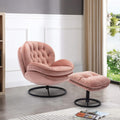 Swivel Velvet Lounge Chair with Ottoman and Metal Frame B5492