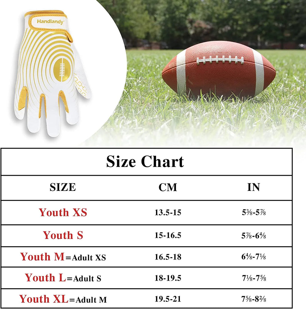 White and Gold Youth Football Gloves W765
