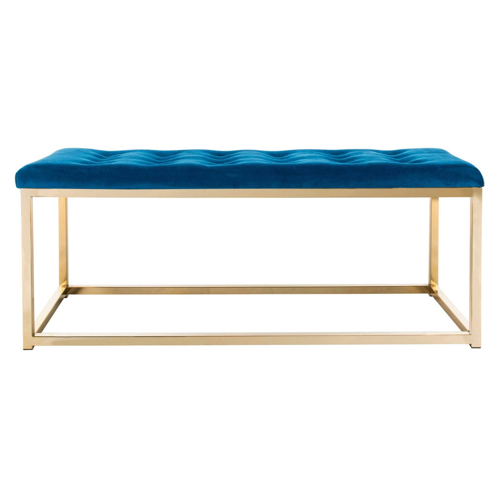 Navy/Brass Velvet Bench L7577