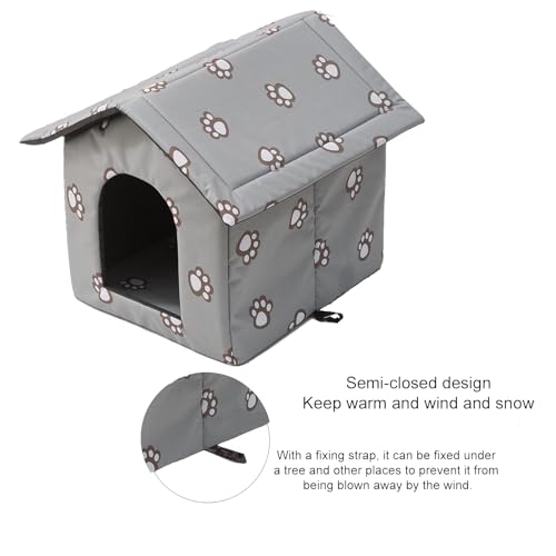 Black Weatherproof Insulated Cat House with Transparent Curtain J221