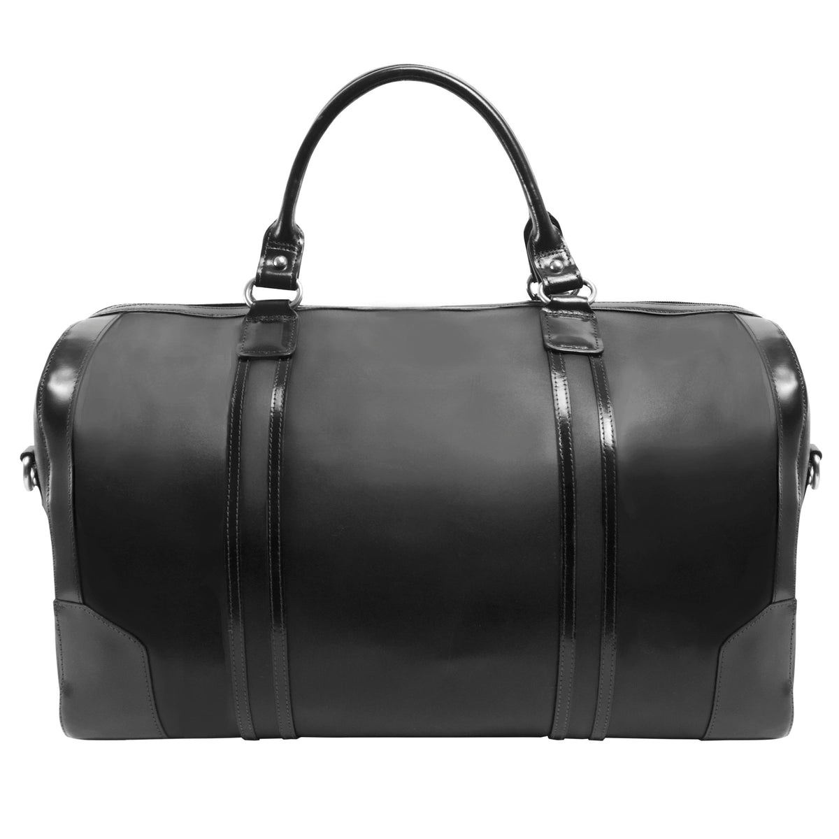 Black Leather Duffel E6884