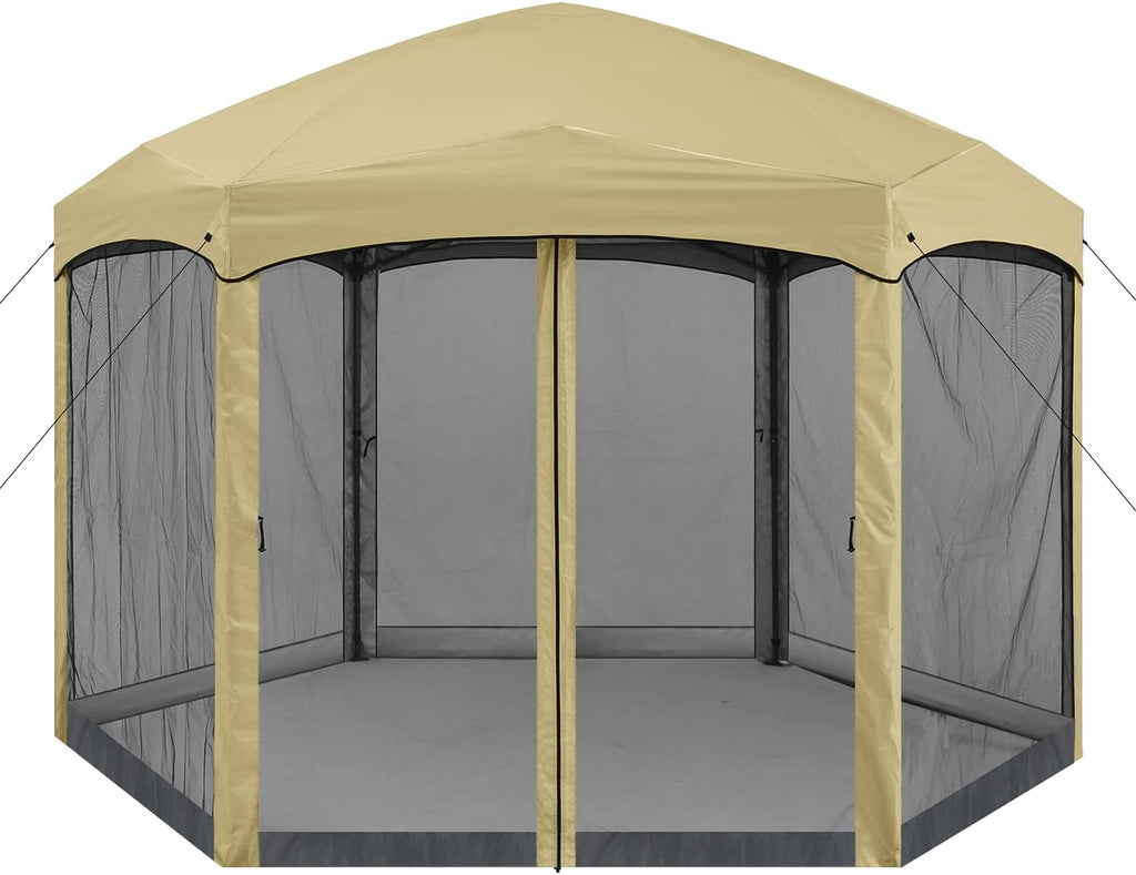 12x12 ft Hexagon Pop Up Gazebo with Netting K54418