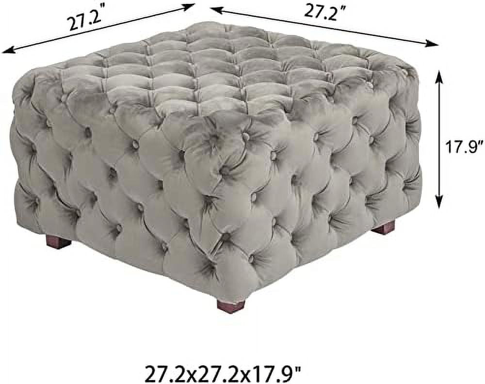 Gray Velvet Ottoman Bench Cube Foot Rest Stool Coffee Table 27.2" W X206