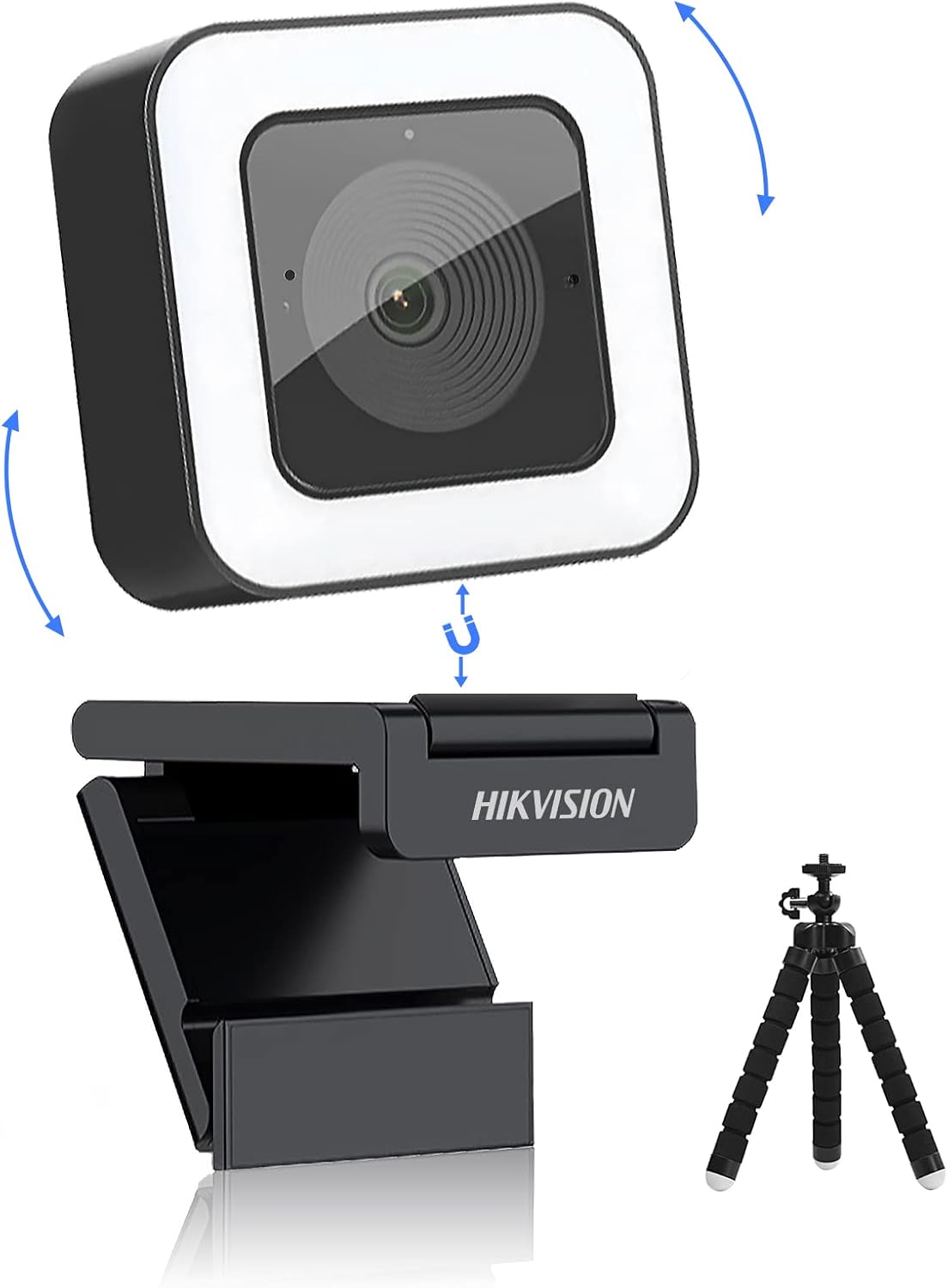 1080P 60fps HD Webcam with Light Microphone, 2 Built-in Noise Reduction Mics, Autofocus, Type C USB2.0, with Tripod T623748