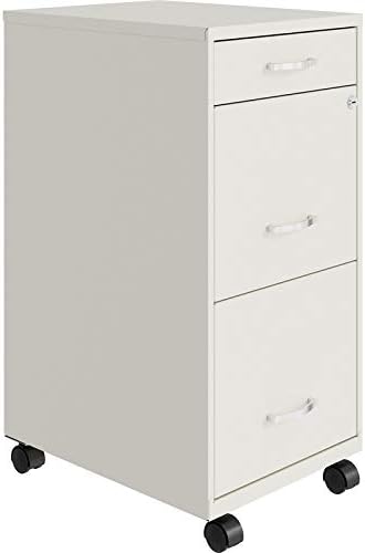 3 Drawer Metal Mobile File Cabinet with Lock, Letter Size, Silver K25257