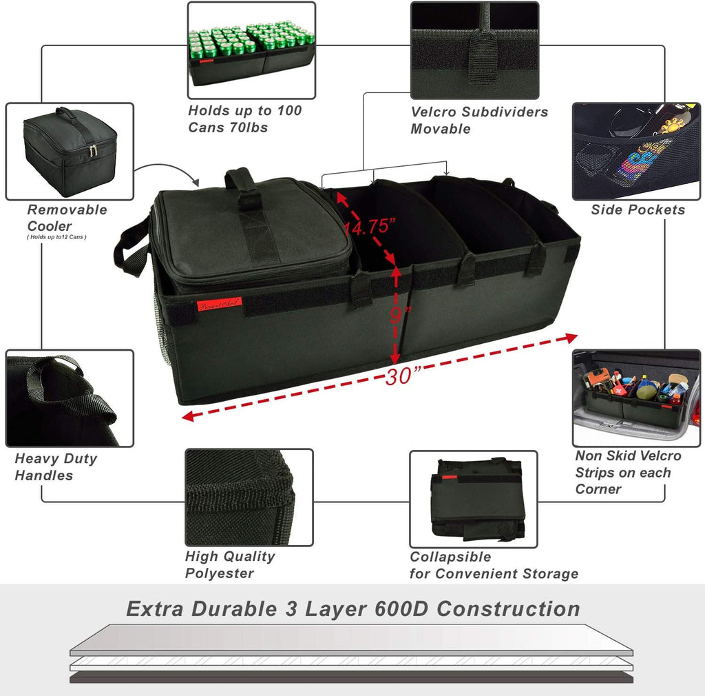 Heavy Duty Rigid Base Trunk Organizer with 28 Can Capacity Leak Proof Cooler G144633