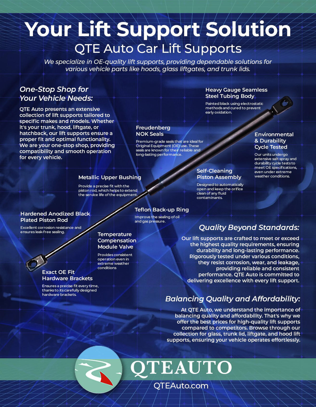 Rear Right Tailgate Lift Support for 1992-1996 Toyota Camry Wagon O8270
