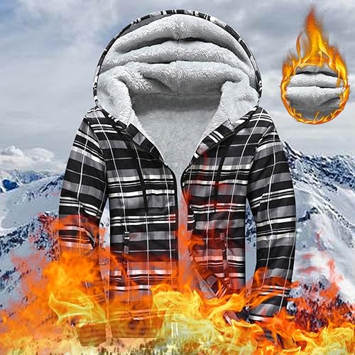 Mens Zip Up Hoodie Fleece Sherpa Lined Heavyweight Jacket R7679