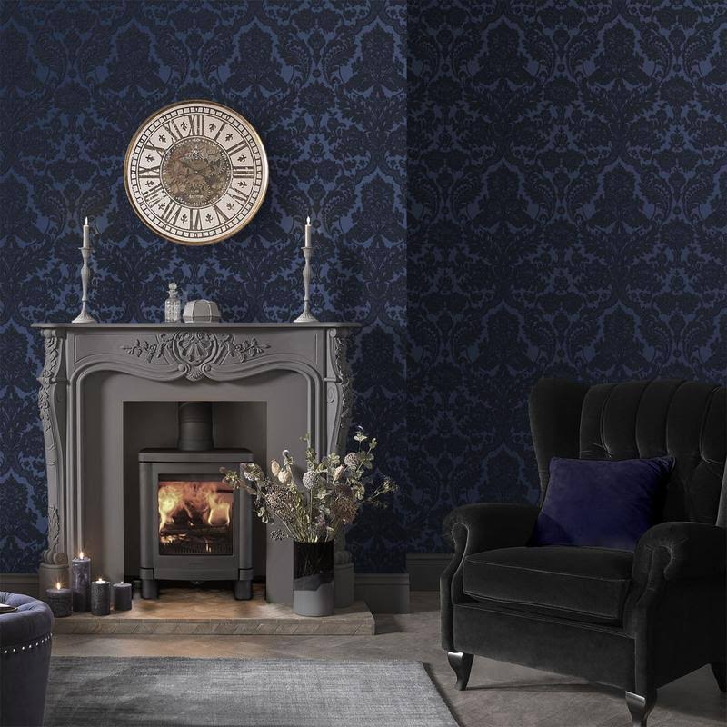 Gothic Damask Plum Wallpaper O7381