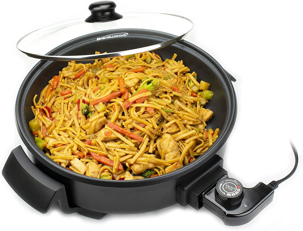 12-Inch Round Nonstick Electric Skillet With Vented Glass Lid, Black R433