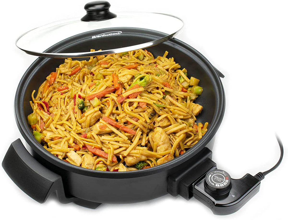 12-Inch Round Nonstick Electric Skillet With Vented Glass Lid, Black R433