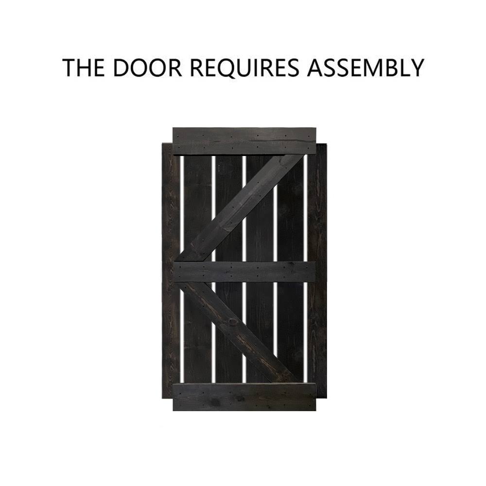 Charcoal Black Solid Wood Interior Sliding Barn Door F2698