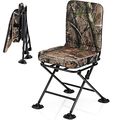 360 Degree Swivel Camouflage Folding Hunting Chair with Padded Cushion T94396