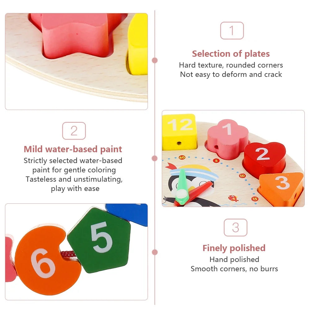 Wooden Shape Sorting Clock Educational Toy O829