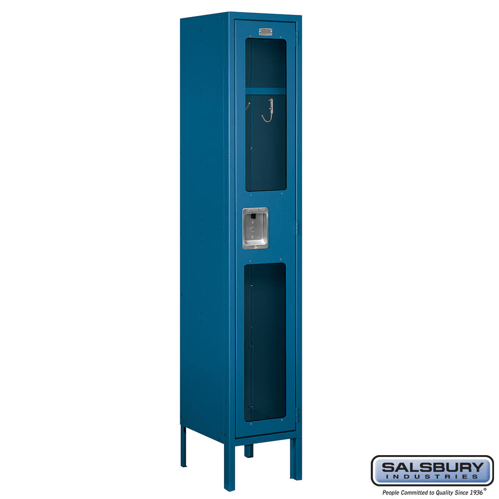 12x22 Wide Single Tier See-Through Metal Locker - Blue - Unassembled O25637
