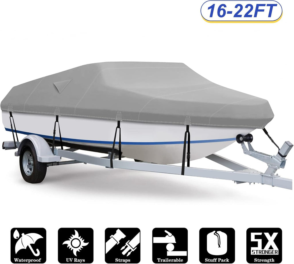 Gray Heavy Duty 600D Marine Grade Canvas Boat Cover P9767