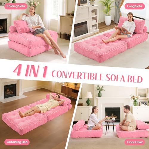 Black Folding Sofa Bed with Dual-Pillow M39302