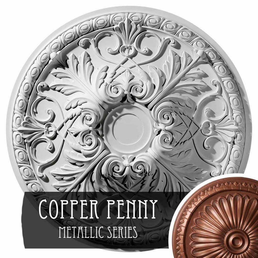 Hand-Painted Copper Penny Ceiling Medallion U71692