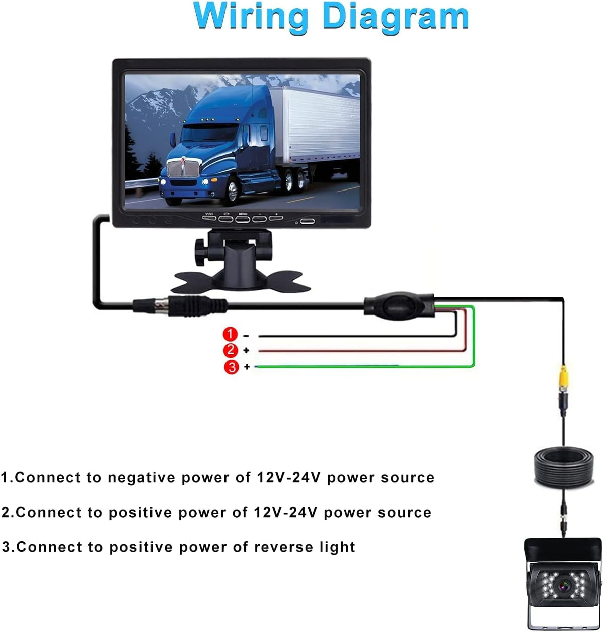 IP66 Waterproof 7 Inch Monitor Dual Camera Backup Camera Kit P643263