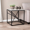 White Faux Marble End Table J86336
