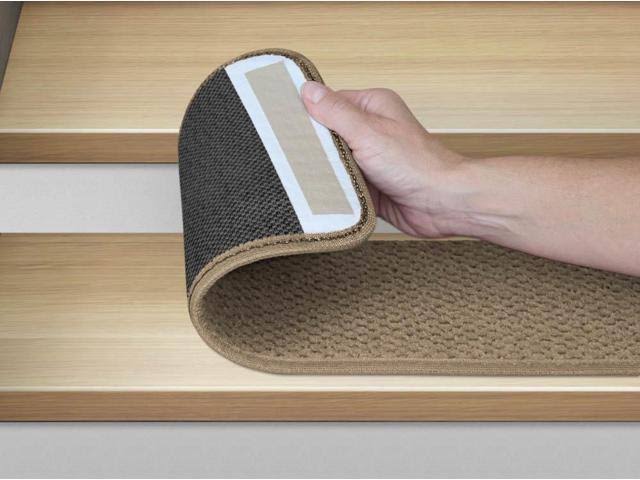 Set of 15 Adhesive Carpet Stair Treads - Camel Tan - 8 in. x 30 in. G7175