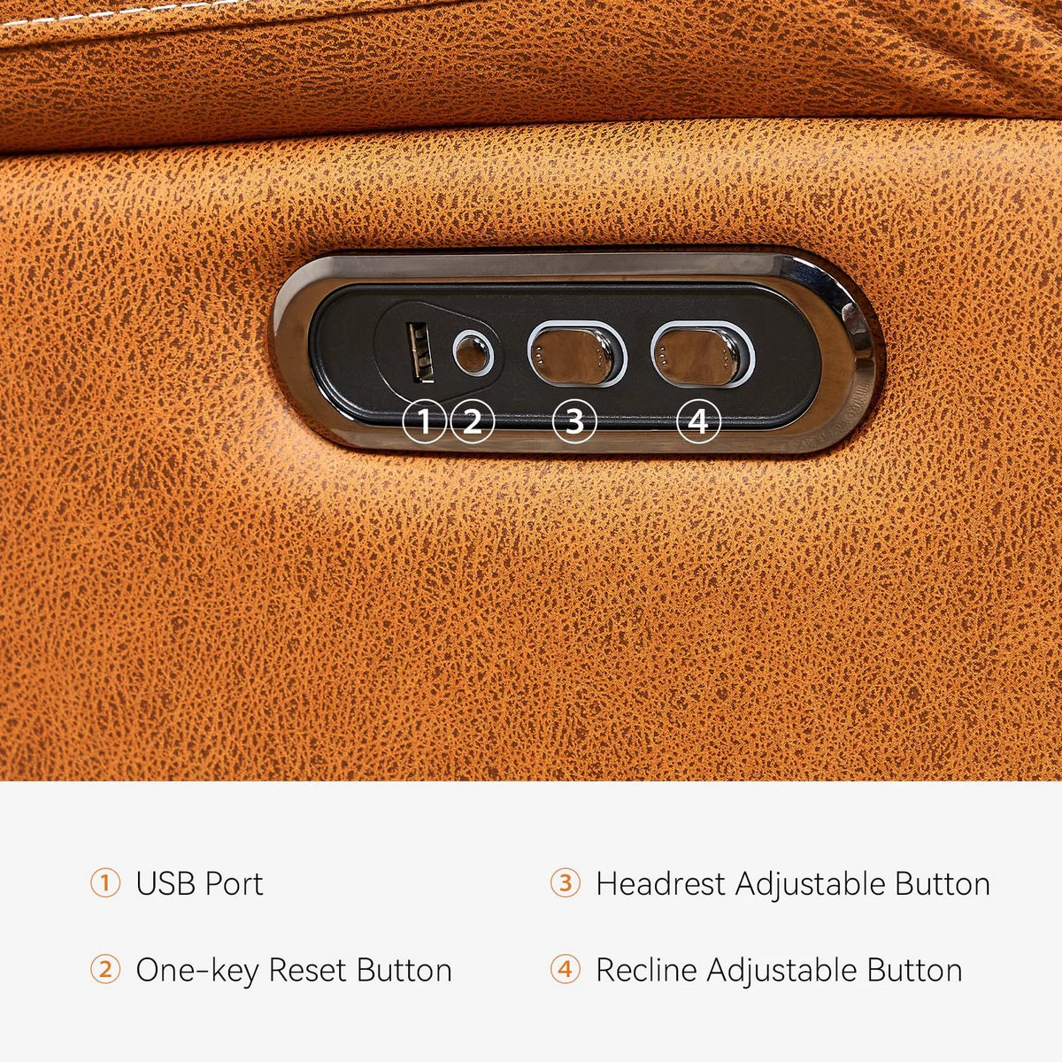 Oversized Dual Motor Power Swivel Rocker Recliner with Adjustable Headrest and USB Port, Faux Leather (Orange) E66688