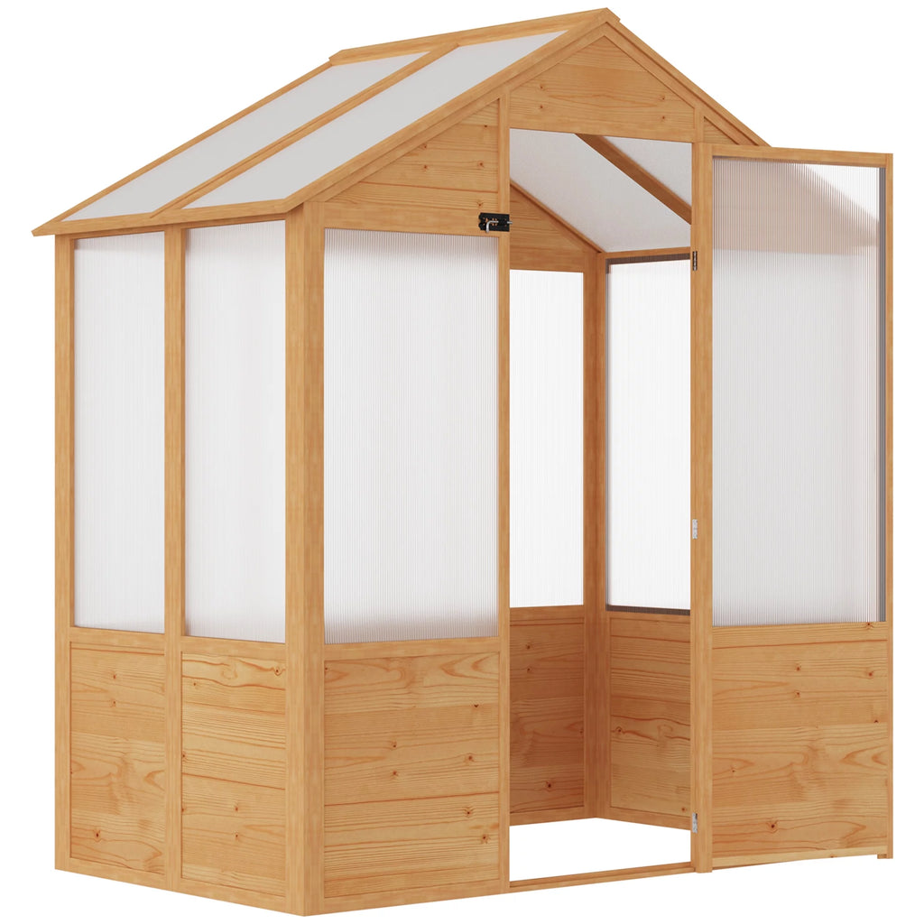 Natural Polycarbonate Wooden Greenhouse Q318891