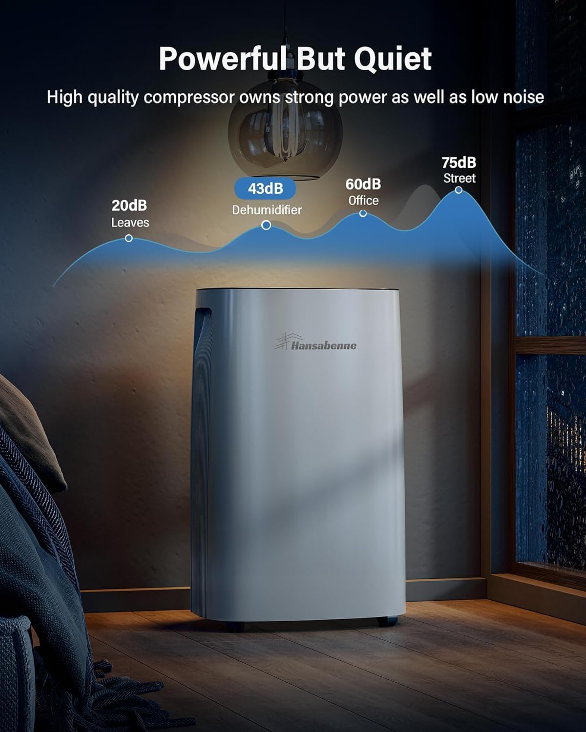 50-Pint Dehumidifier, 4500 Sq. Ft, Quiet, Auto Continuous Drain with Child Lock X85911