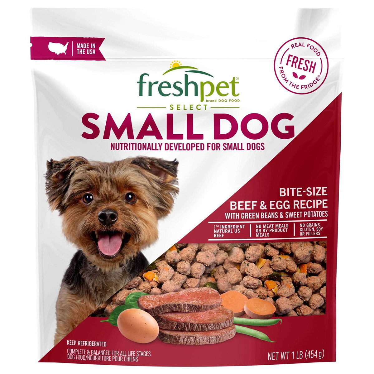Beef & Egg Bite-Size Small Fresh Dog Food Pouch with Green Beans & Sweet Potatoes I705909