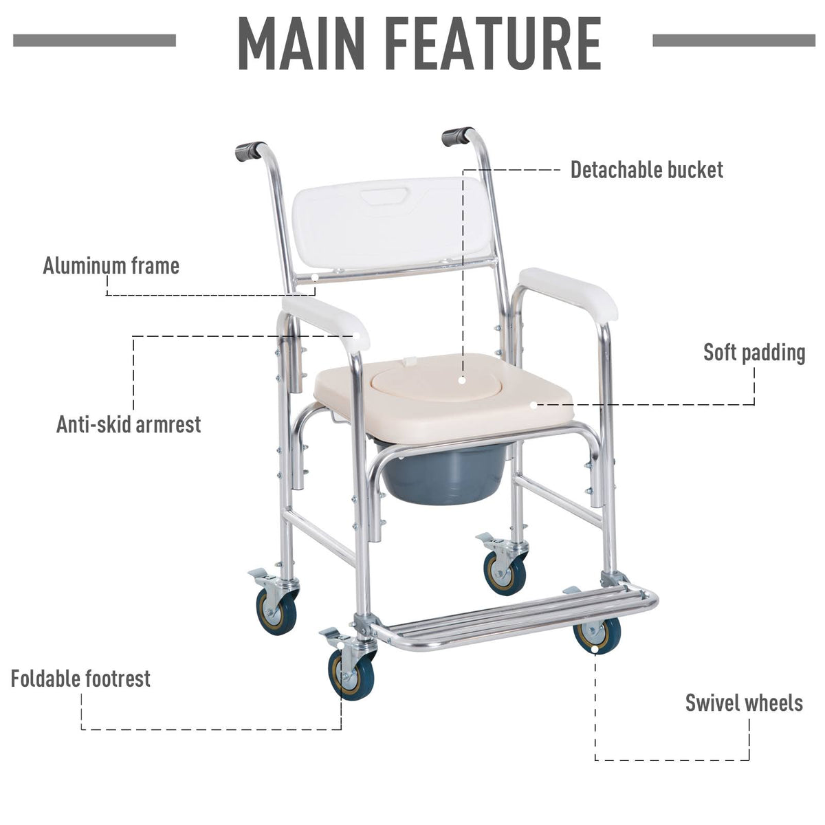 Medical Rolling Commode Chair Z8697