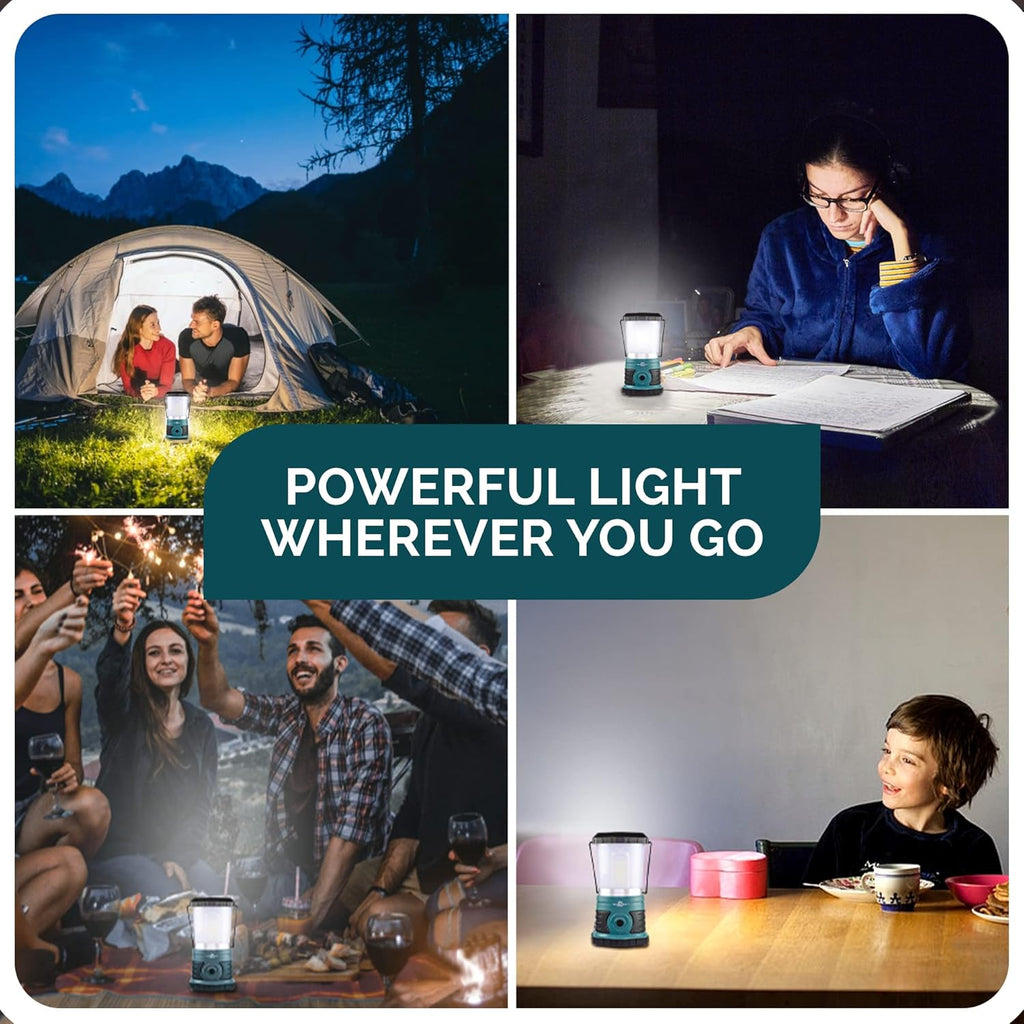 Teal Rechargeable LED Lantern with Power Bank, Pack of 2 S18716