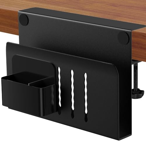 Black Clamp On Under Desk Laptop Holder with Magnetic Pen Holder H5328